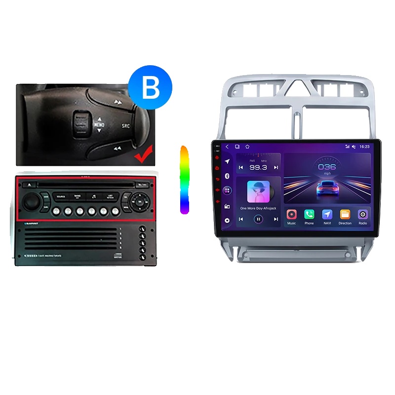 Carplay, Touchscreen, Navigationssystem, Kompatibel Mit Peugeot 307 (hatchback/sw/cc) 2001-2008, Integrierter Kühllüfter, V1 Pro (4gb-64gb) - B