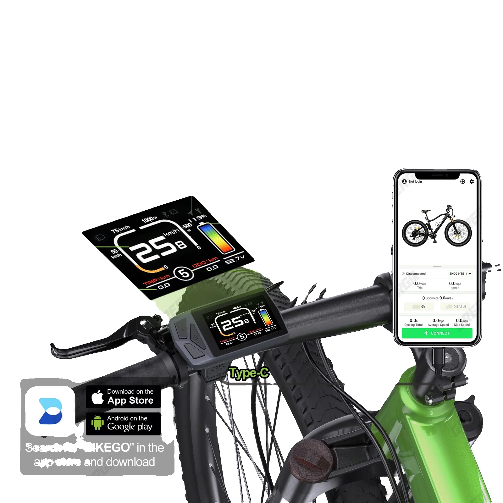 Ebike-display, 5-pin-anschluss, Unterstützung Für Pas-stufen, Ekd01