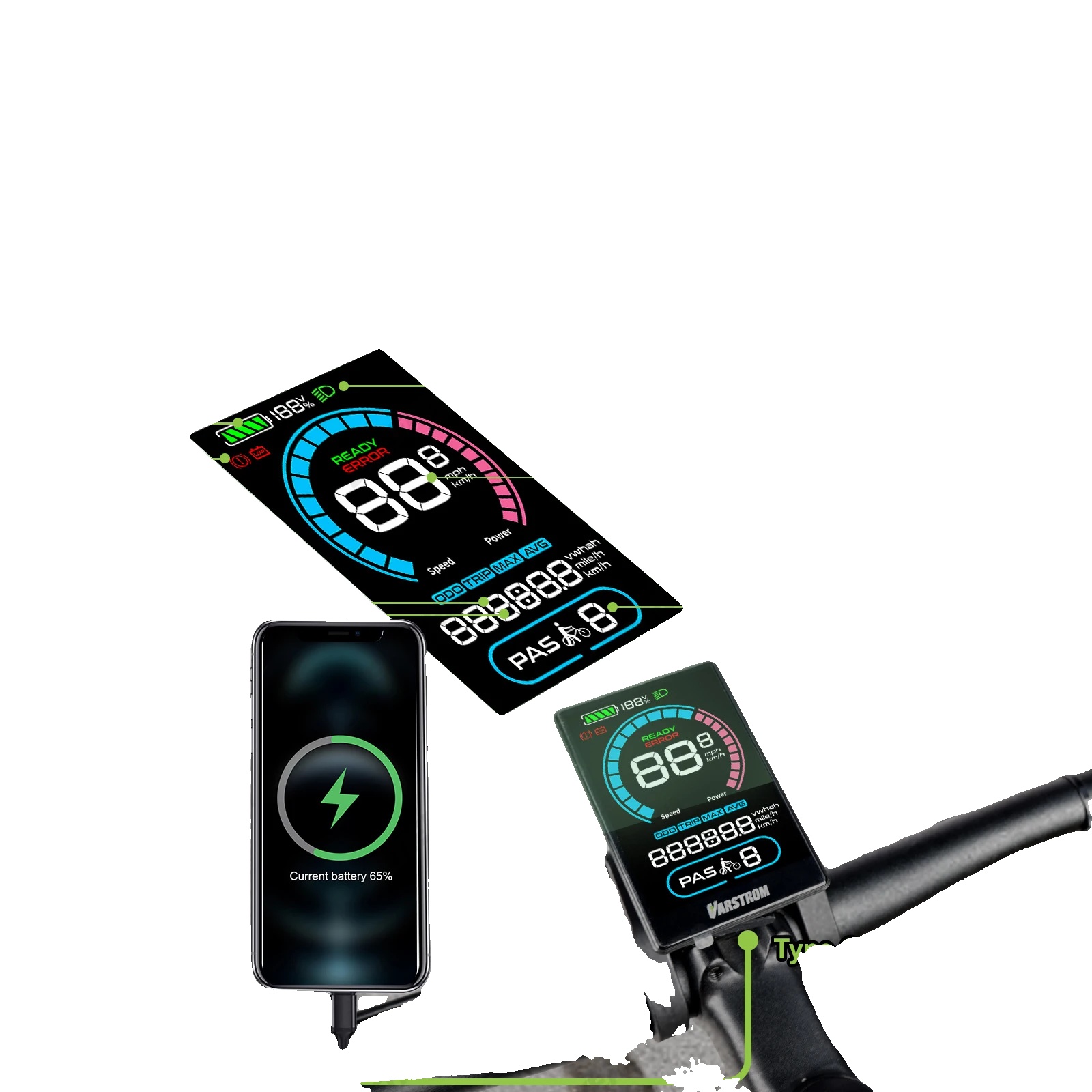 Ebike-display, 5-pin-anschluss, Unterstützung Für Pas-stufen, Vd618