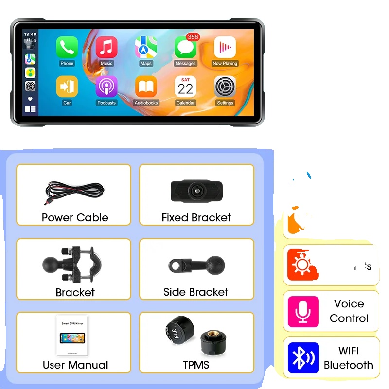 Gps-navigationssystem, Wasserdicht, Kabelloses Carplay Und Android Auto, Carplay Tpms-a, Keine-a