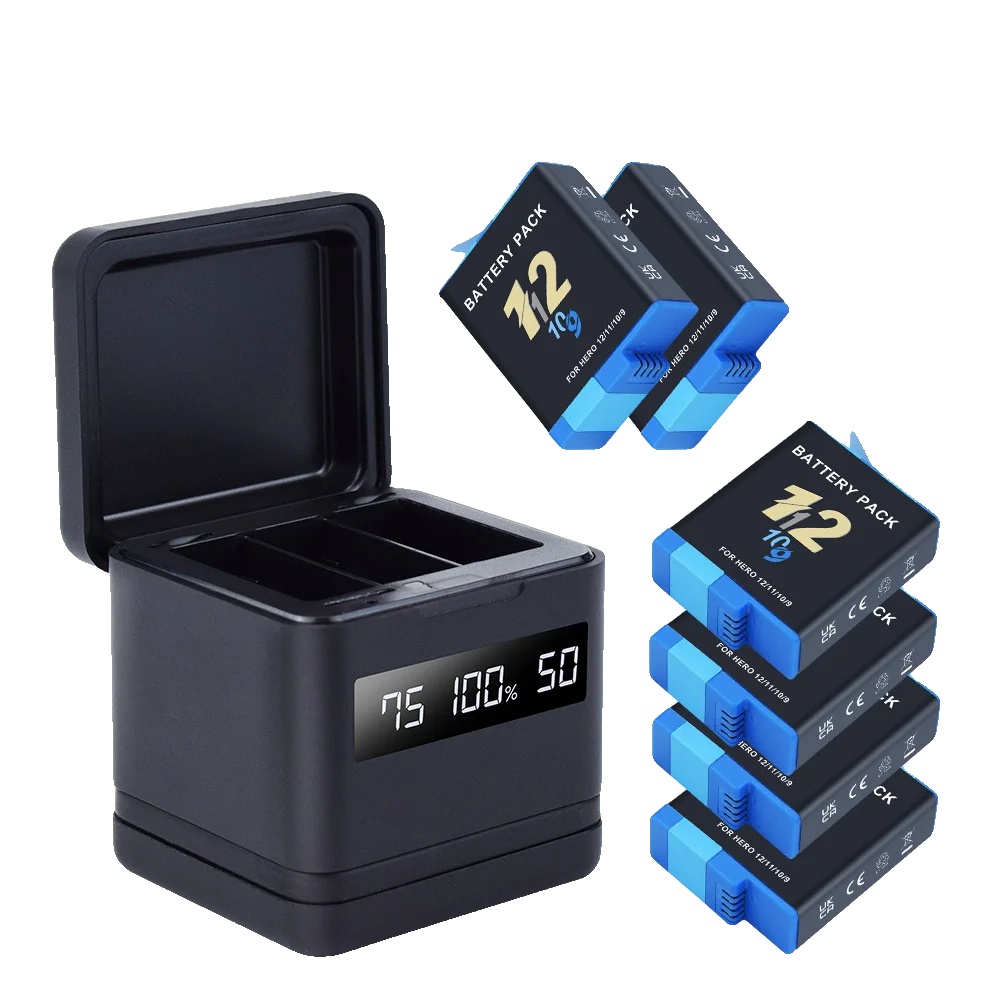 Batterie, Lcd-ladegerät, Kompatibel Mit Action-kamera-modellen 9-12, 6batterien 1 Ladegerät