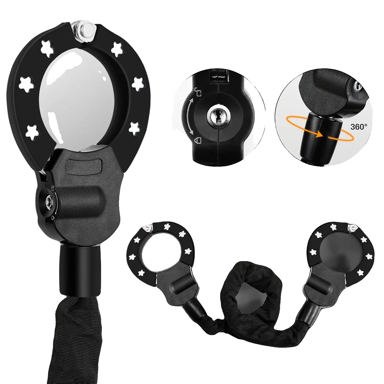 Handschellenverschluss, Stahlmaterial, Kettendicke 8 Mm, Gesamtlänge 93 Cm, Kettenlänge 60 Cm, Kompatibilität 7,3 Cm Bis 8,5 Cm