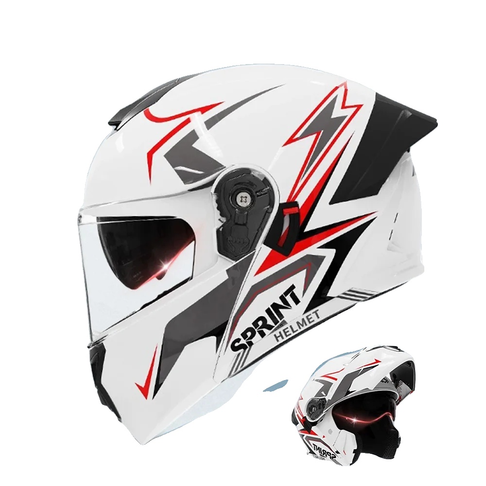Helm, Dot-zertifiziert, Modulares Design, Weiß Und Rot
