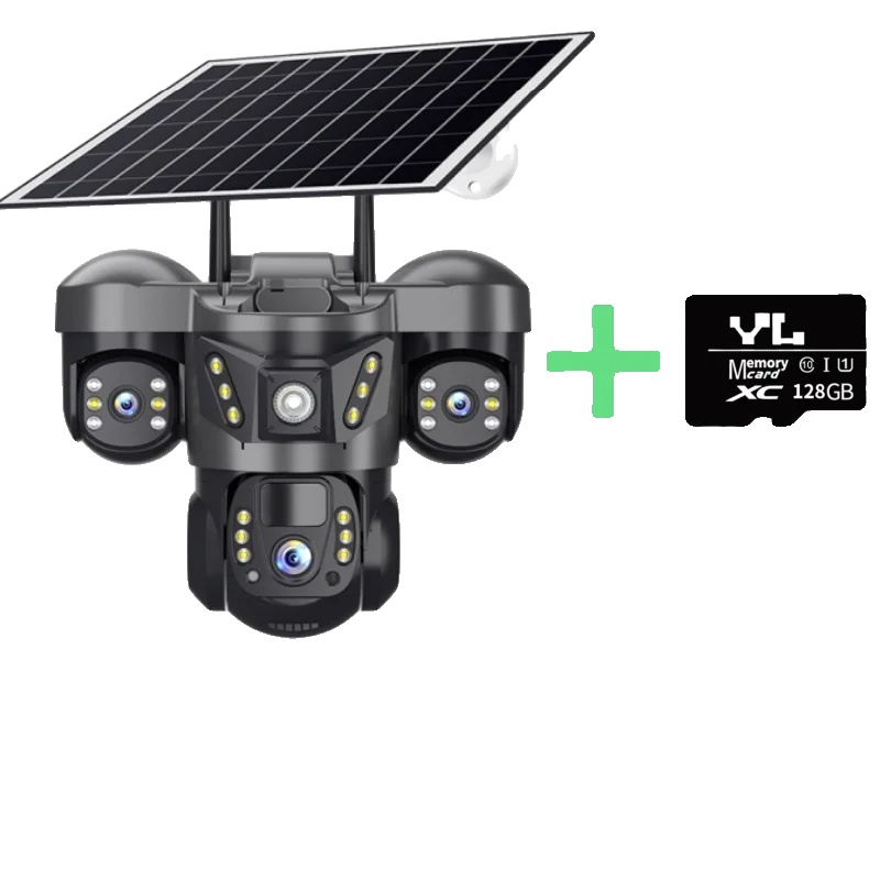 Außen-ptz-kamera, Solarbetrieben, Hochauflösendes Video, 4g Kamera Hinzufügen 128g Karte