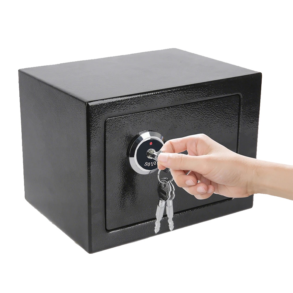 Sicherheitsbox, Schlüsselbetriebenes Schloss, Robuste Konstruktion, Schwarz
