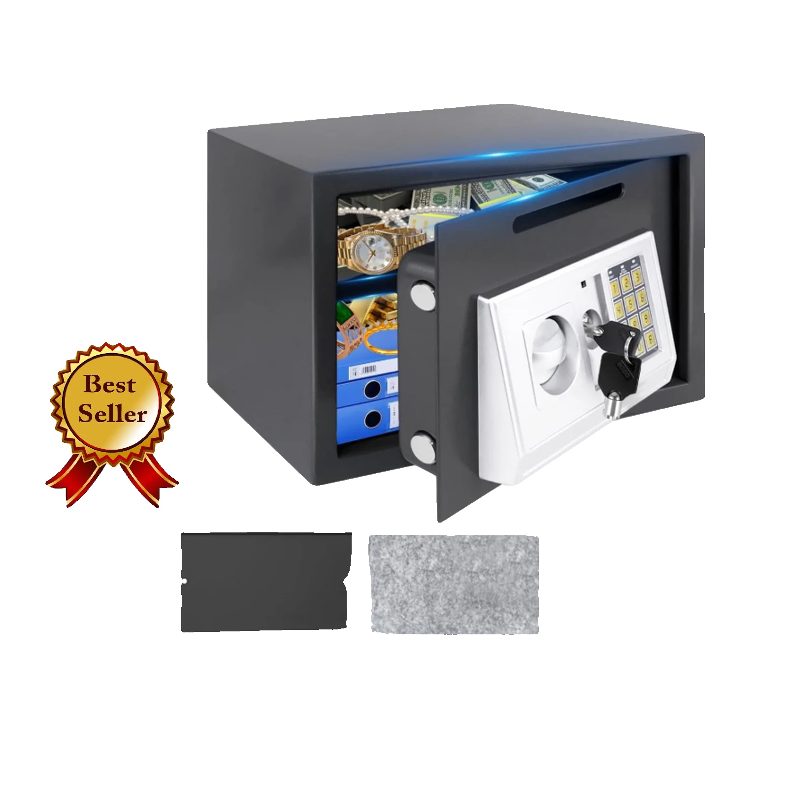 Digitaler Safe, Elektronisches Schloss, Hochkapazitätsspeicher, 16l(35x25x25cm)schwarz