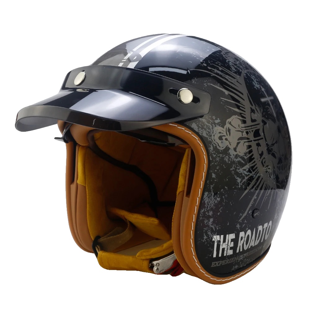 Motorradhelm, Leicht, Stoßfest, Universelle Passform, Schwarz-a, Xl