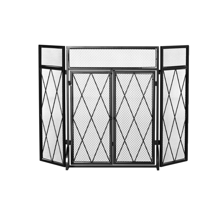Funken Schutzgitter, Schmiedeeisen, 3-teiliger Satz, Klappdesign, 120 X 79 Cm, Moderner Stil