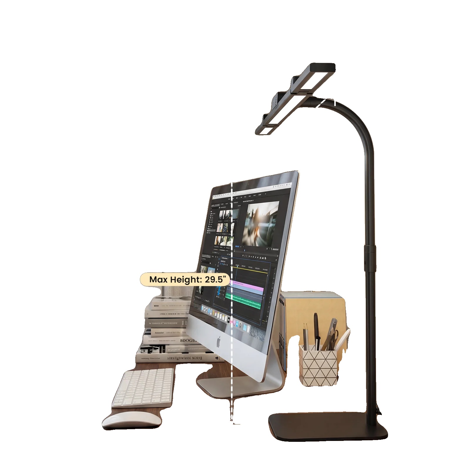 Schreibtischlampe, Verstellbarer Schwanenhals, Dimmbares Licht, Schwarz Mit Basis, 21-30w