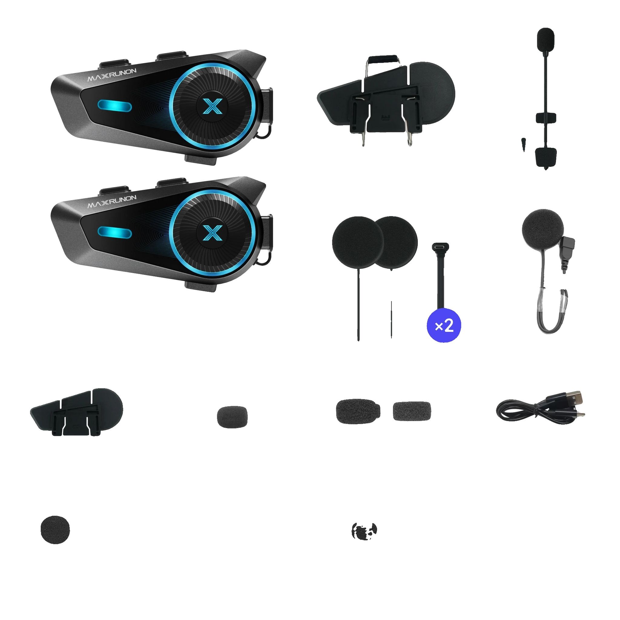 Motorrad Bluetooth Intercom, Sprachsteuerung, Kommunikation Für 4 Fahrer, 2pcs D10