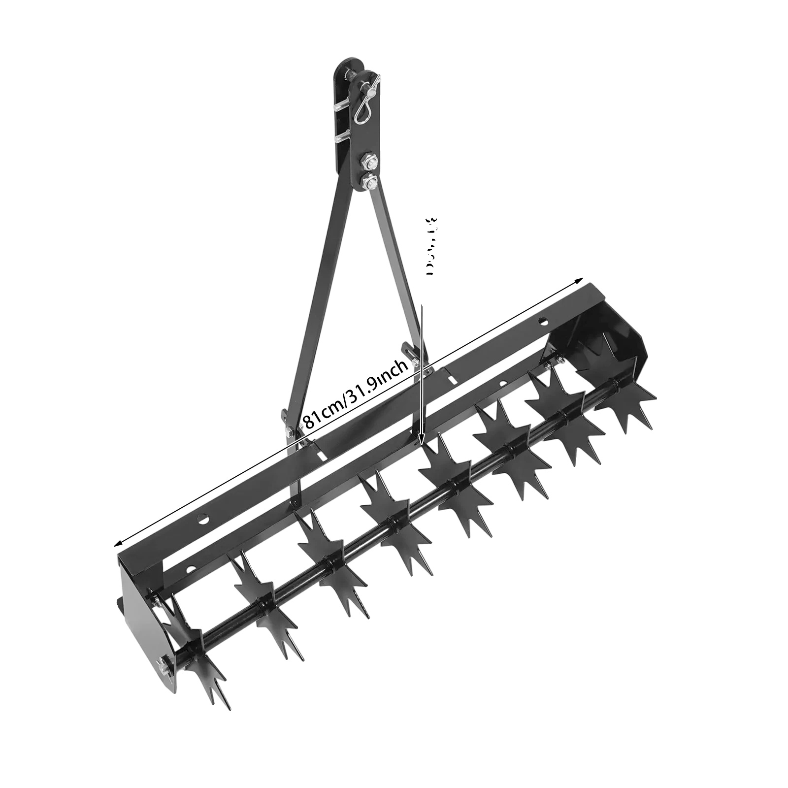 Rasenbelüfter-werkzeug, 8 Spitzen, 31,89 X 9,76 Zoll, 99 Lbs Tragfähigkeit, Schwarz