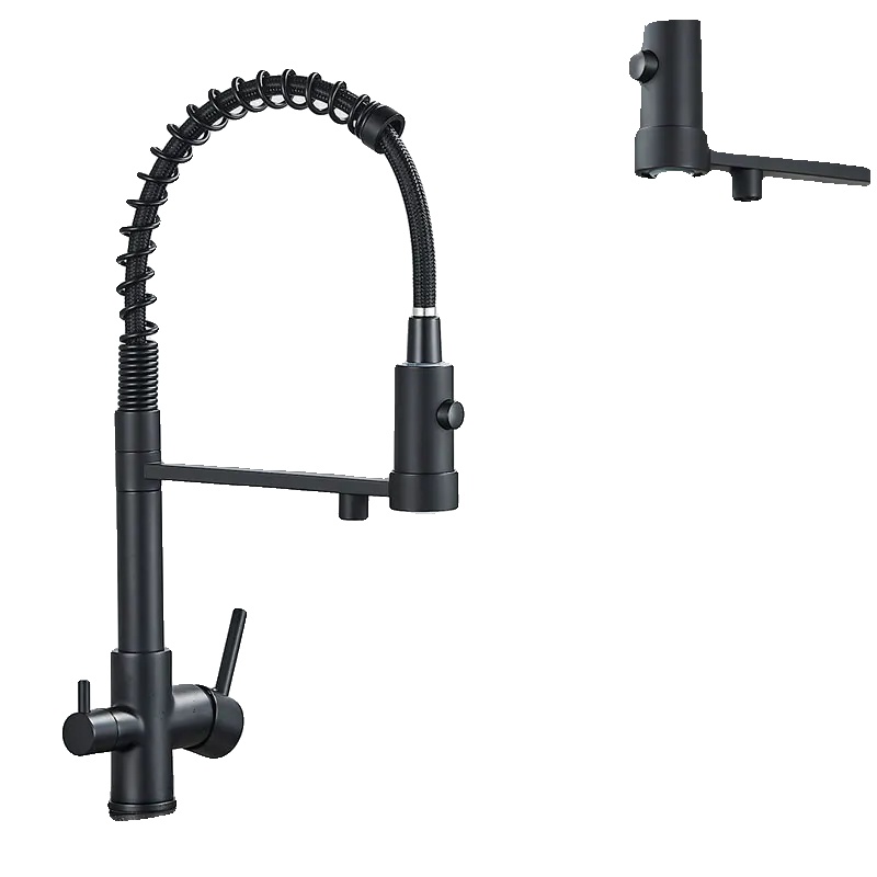 Küchenarmatur, Dual-handle, 360-grad-drehung, Schwarz