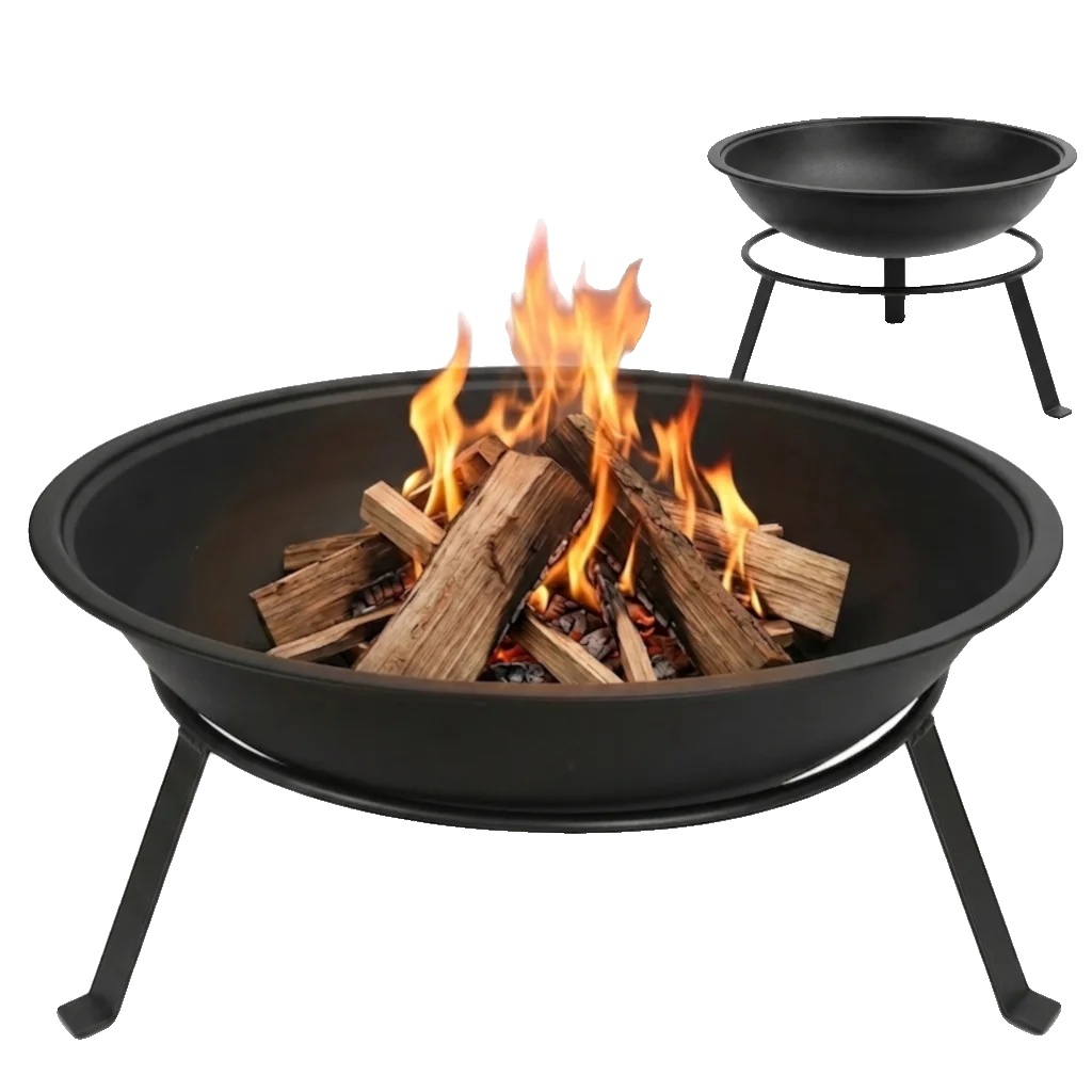 Feuerstelle, Pulverbeschichteter Stahl, Integrierter Rost, Schwarz
