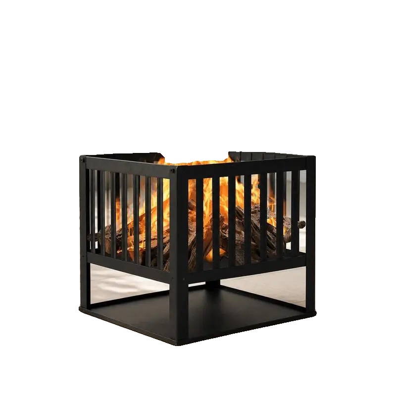 Gartenfeuerstelle, Tiefe Feuerstelle, Freistehendes Design, Schwarz