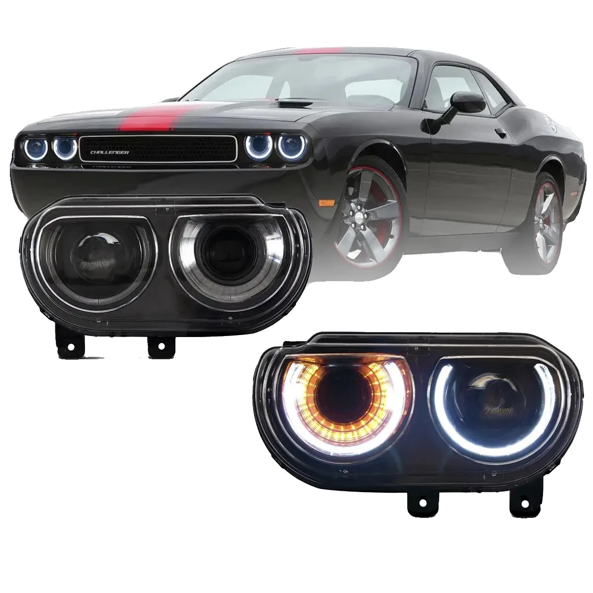 Scheinwerfereinheit, Dual-beam-projektor, Led-technologie, Plug And Play, Kompatibilität Mit 2008-2014 Dodge Challenger, Dot Genehmigt