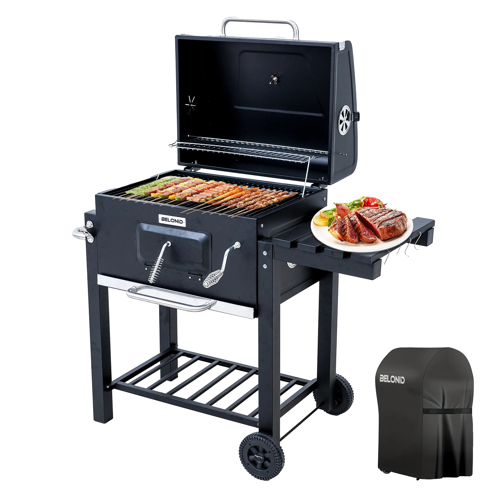 Grill, Extra Große Kochfläche, Verstellbare Temperaturregelung, Schwarz