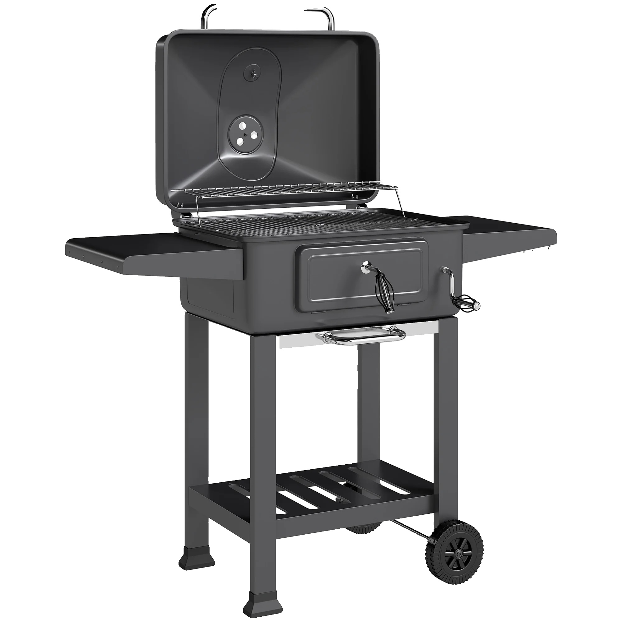 Holzkohlegrill, Verstellbare Lüftungen, Tragbares Design, Schwarz