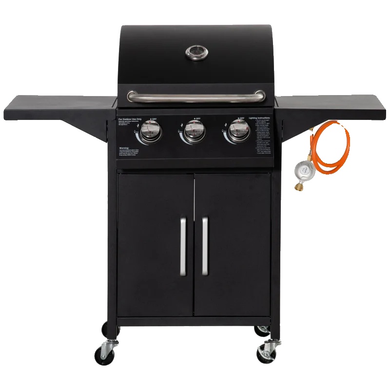 Gasgrill, 3 Brenner, 3 Kw Leistung, 121 Cm Länge, 55 Cm Breite, Mobiler Wagen