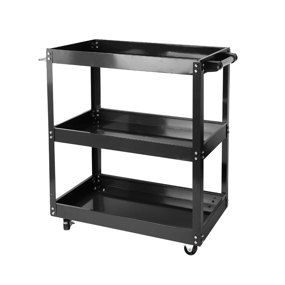 Werkzeugwagen, 3-stufiges Design, 100 Kg Tragfähigkeit, Schwarz