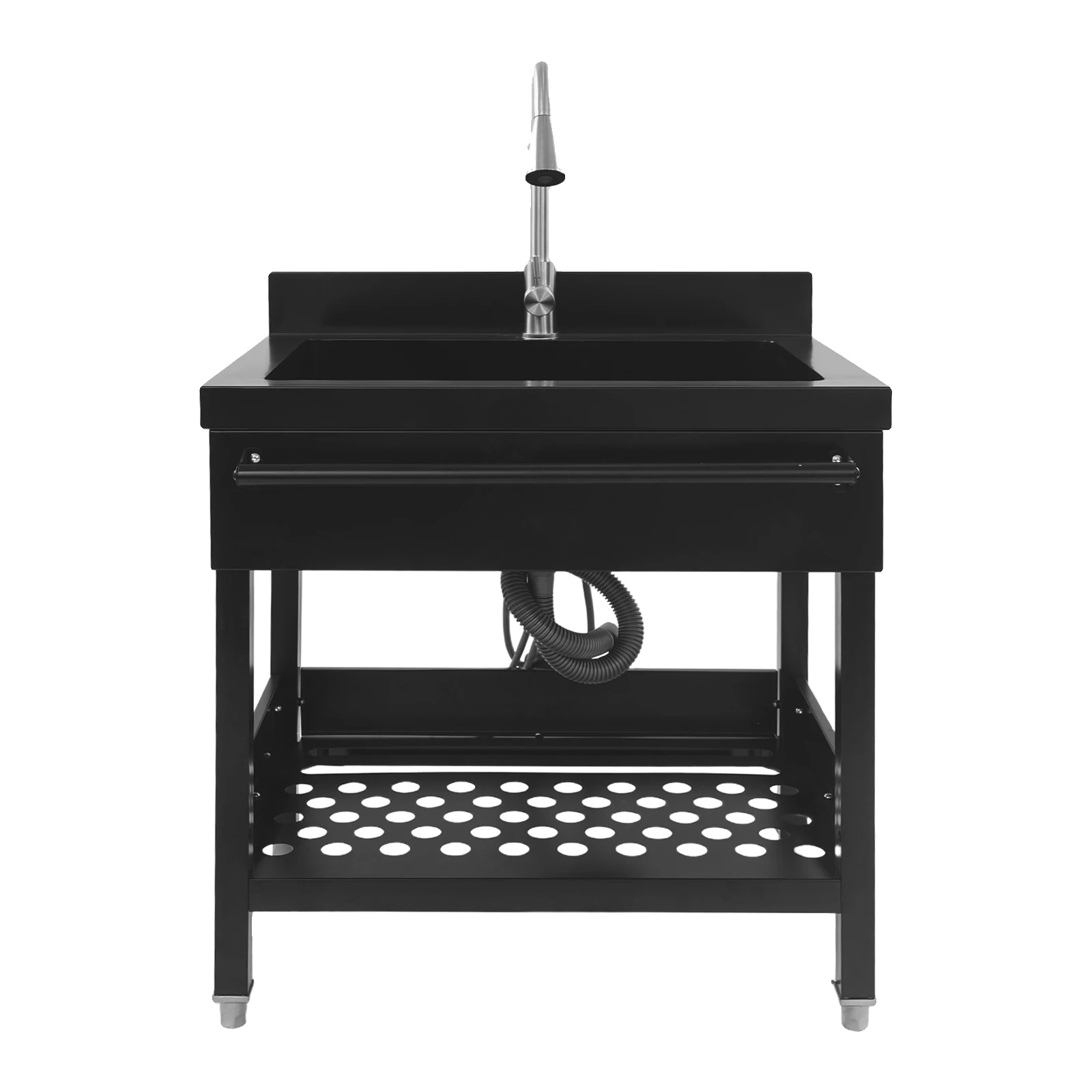 Edelstahl-wäschbecken, Freistehendes Design, Langlebige Konstruktion, Schwarz