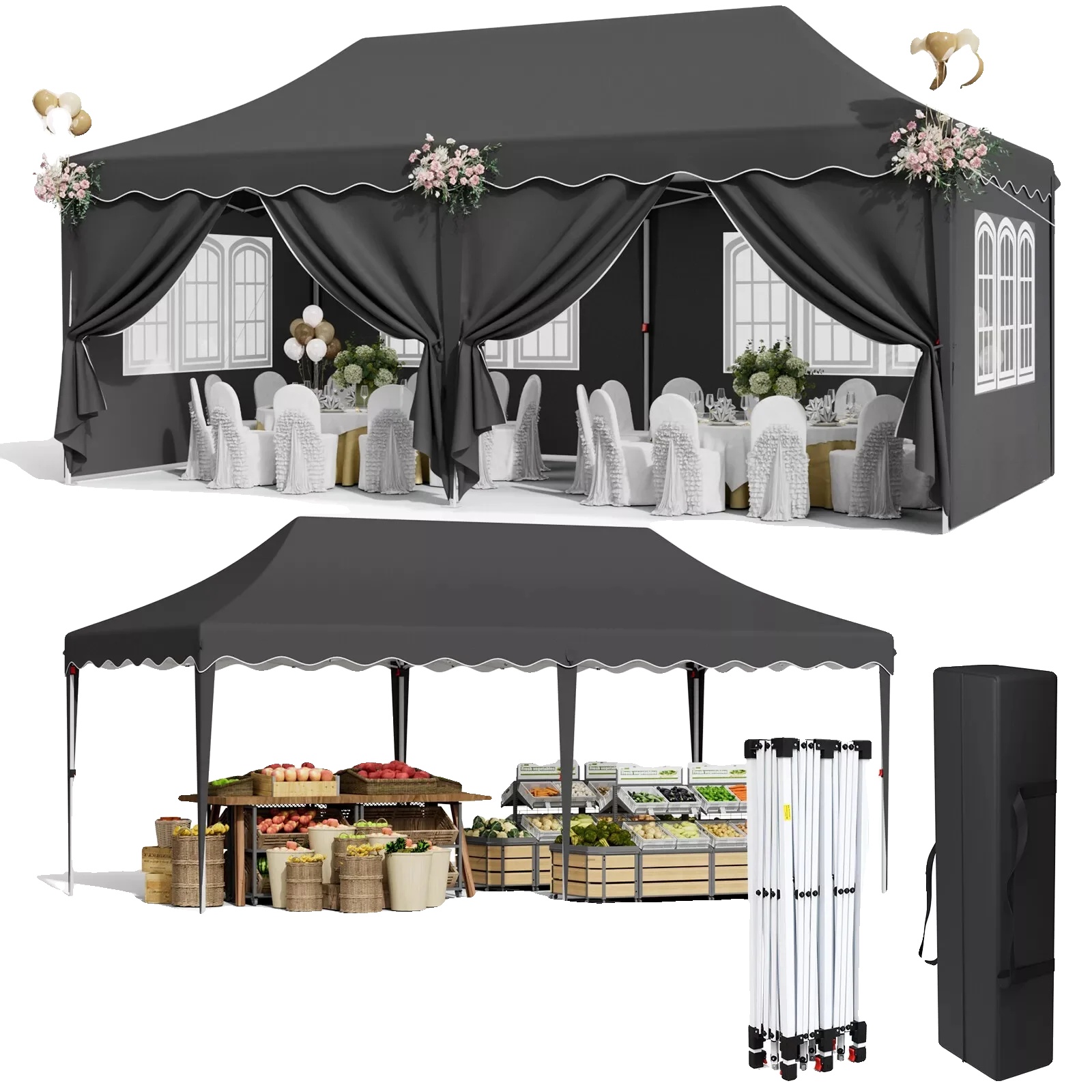Pavillon, Wasserdichtes Design, Uv-schutz, Schwarz