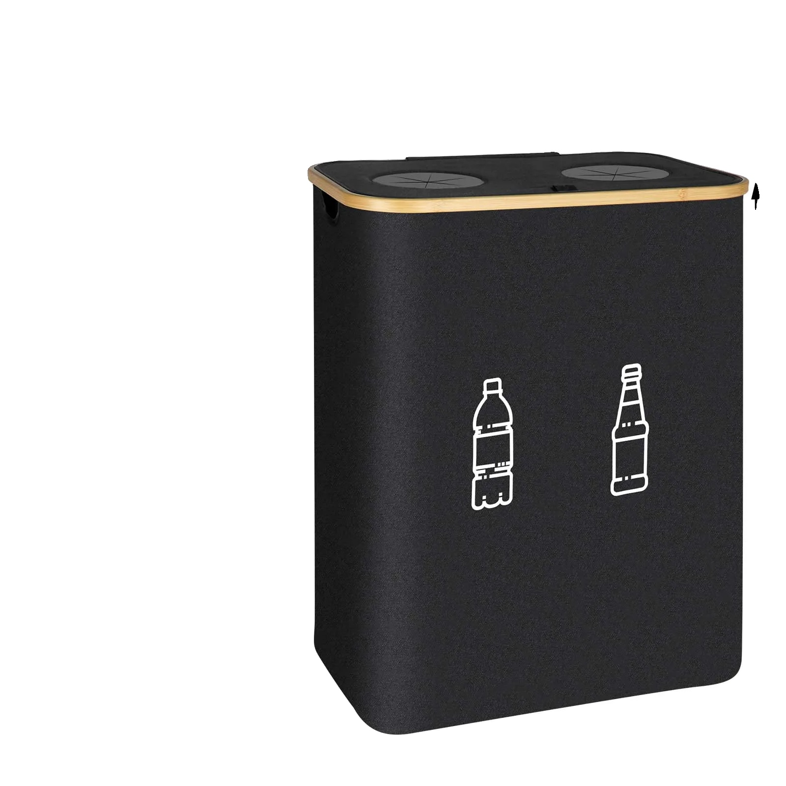Recyclingbehälter, Große Kapazität, Waschbare Taschen, Schwarz