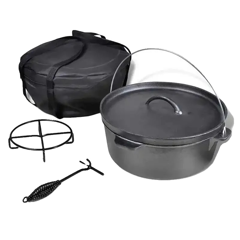 Gusseiserner Dutch Oven, Große Kapazität, Vielseitige Kochmöglichkeiten, Schwarz
