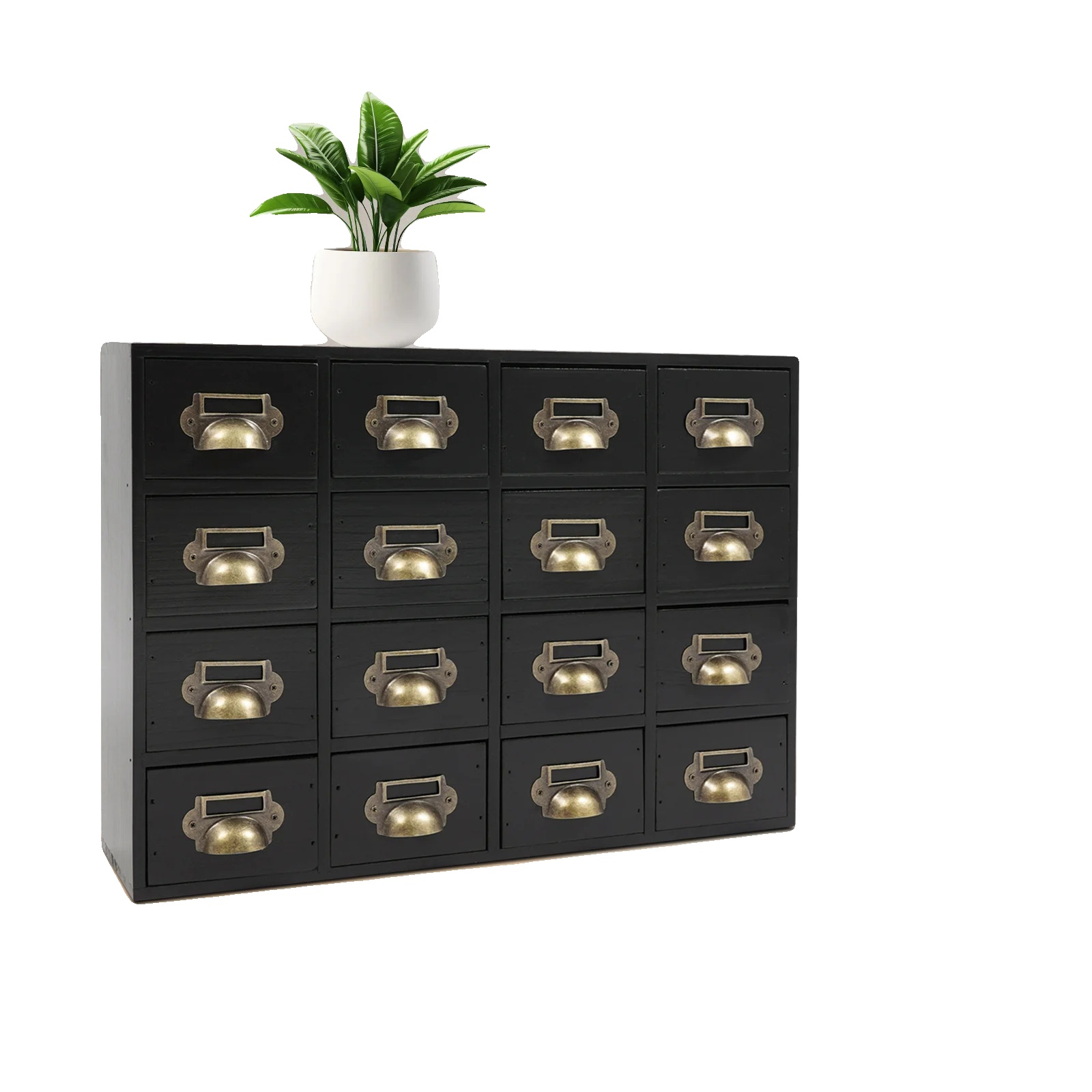Apotheker-schrank, 16-schubladen-organizer, Klassisches Holzdesign, Schwarz