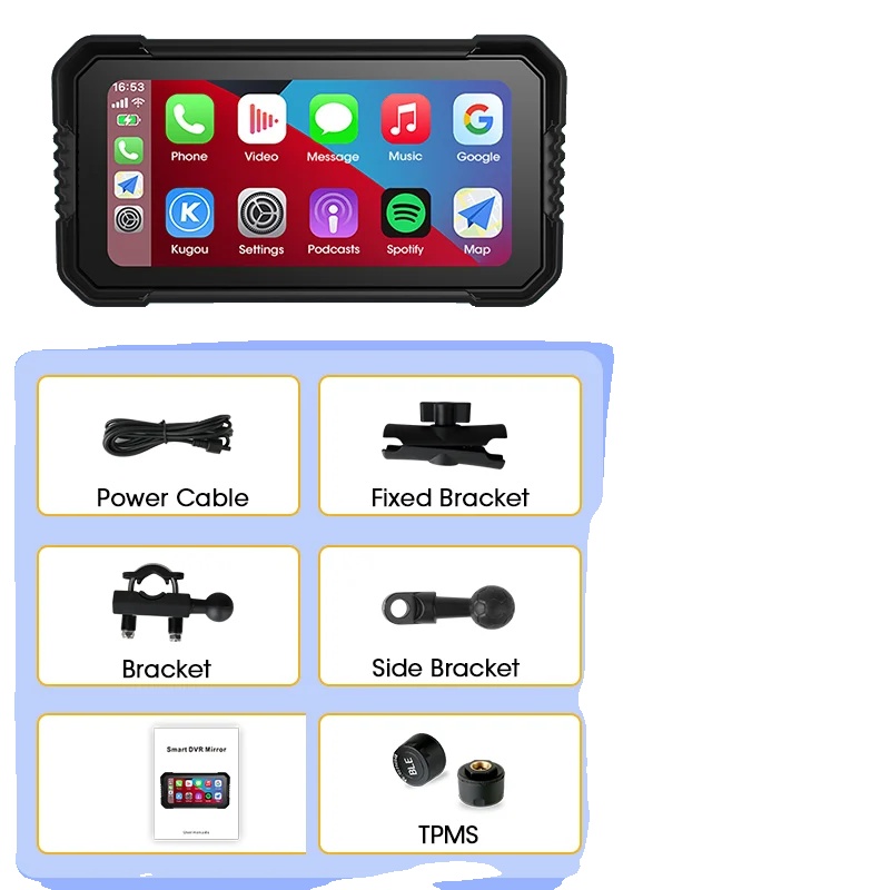 Motorrad Gps-navigator, Wasserdichtes Design, Duale Bluetooth-konnektivität, Mt-tpms