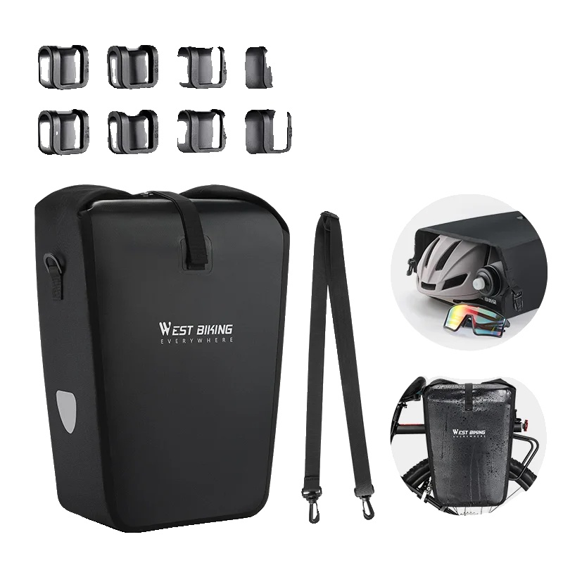 Seitenpacktasche, 25l Volumen, Wasserdicht Und Erweiterbar, Schwarz, 25l