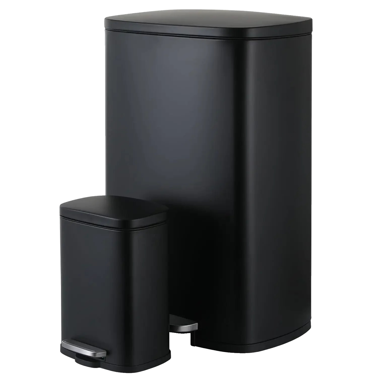 Küchenmüllbehälter, Fußpedalbetrieb, Schmutzabweisendes Design, Schwarz, 50l 5l