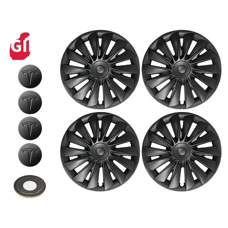 Radabdeckung, 19 Zoll, Passt Für Tesla Model Y 2020-2024, Matte Schwarz 4pcs, Tesla, Modell Y 19zoll