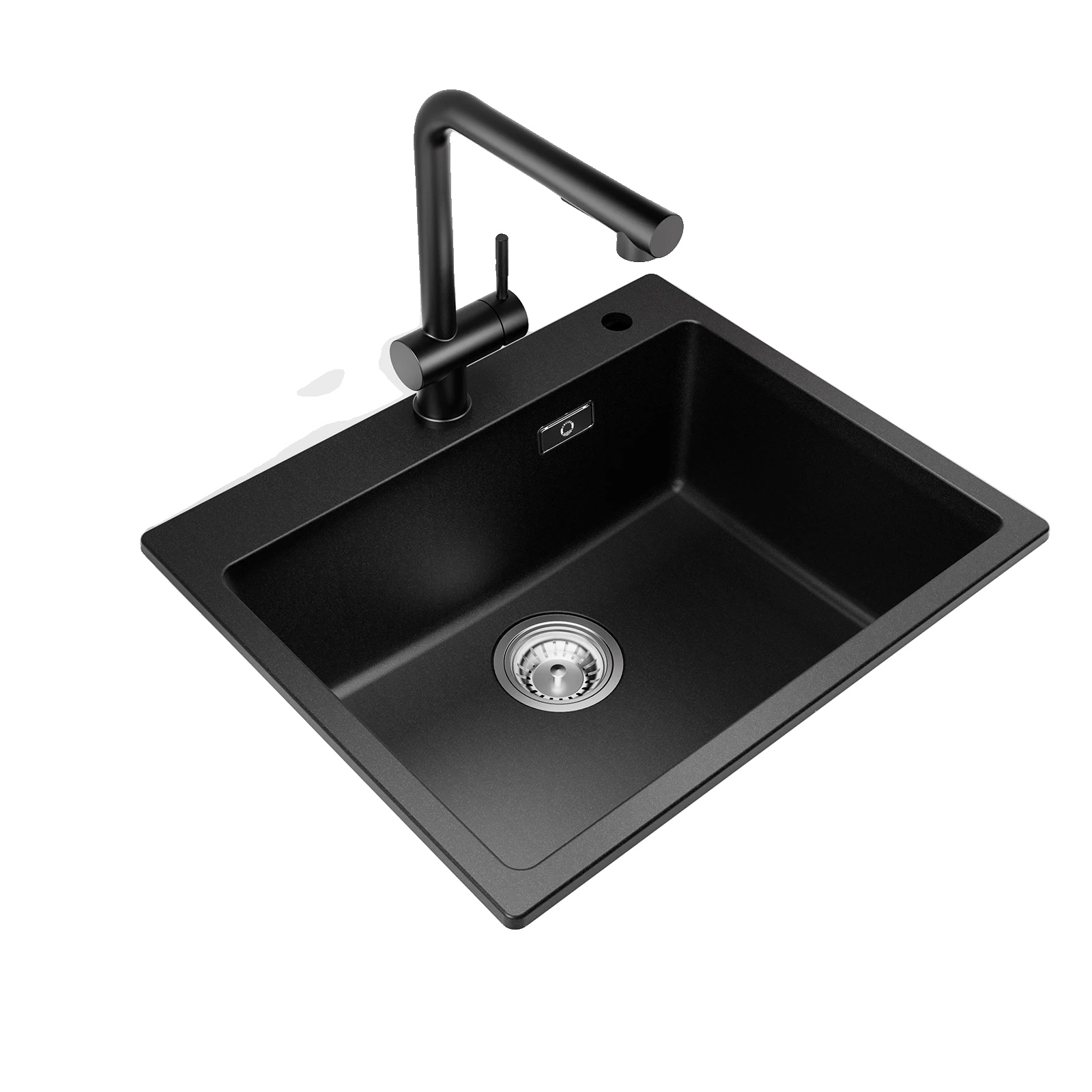 Küchenspüle, Verbundgranite, Einbecken, Schwarz