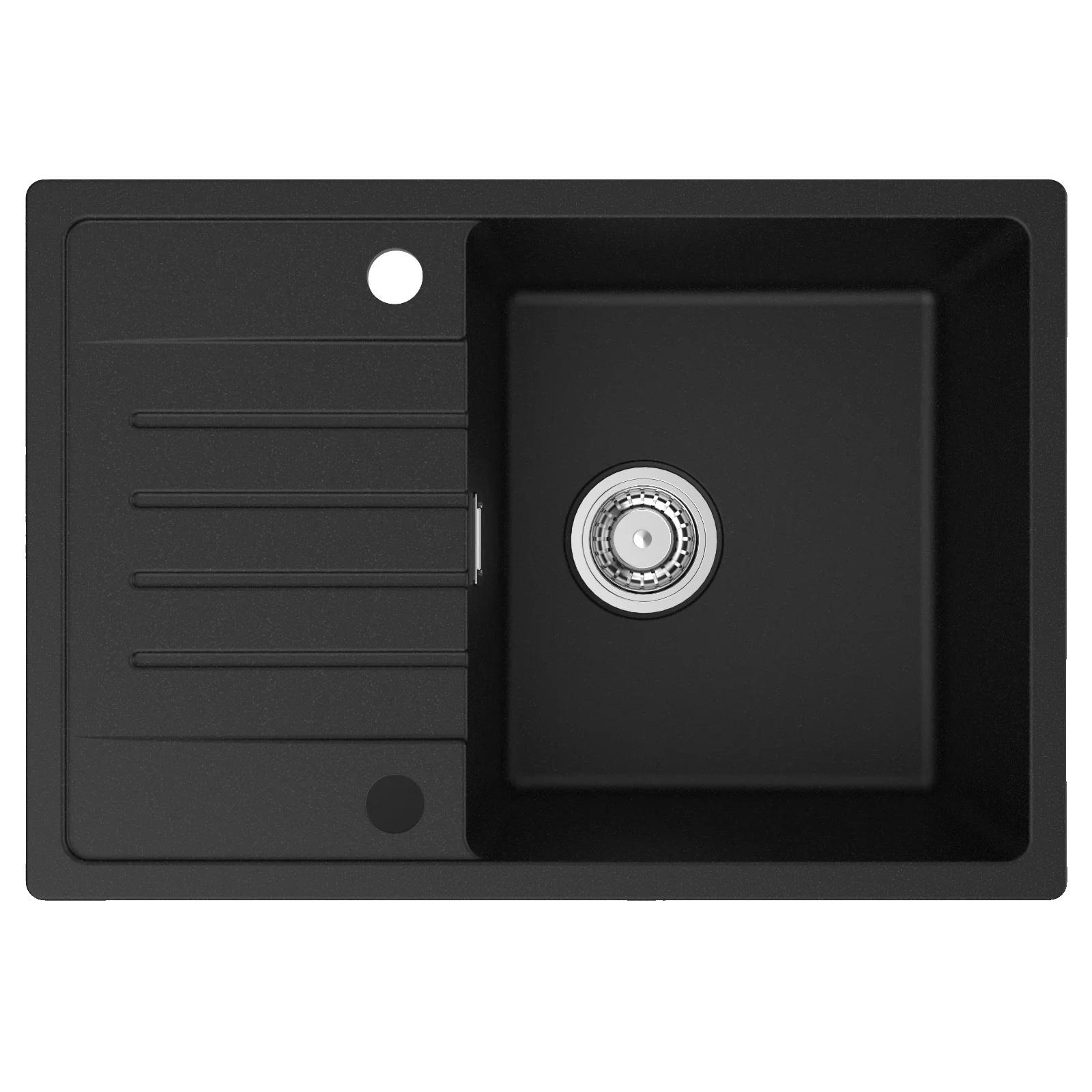 Küchenspüle, Einzelbecken, Verbundgranitmaterial, Schwarz