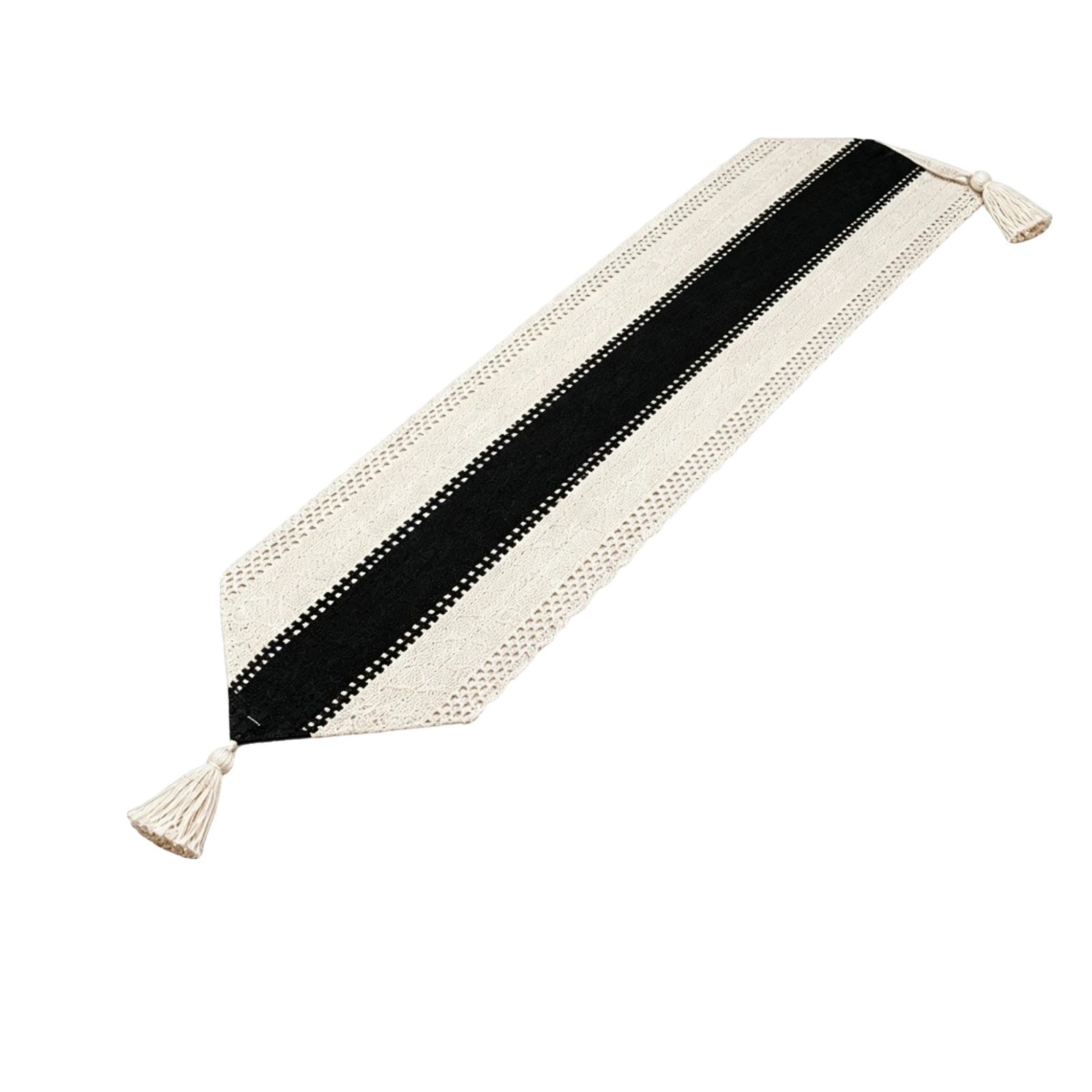 Tischläufer, Handgefertigtes Design, Langlebiges Material, Schwarz