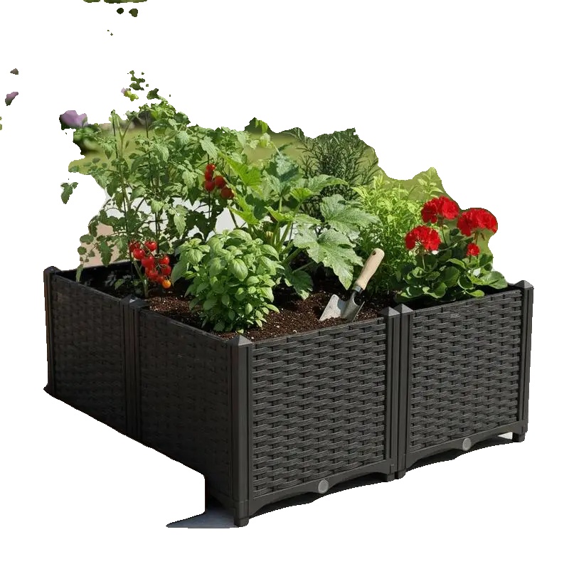 Hochbeet-kit, Selbstbewässerungssystem, Modulares Design, Schwarz