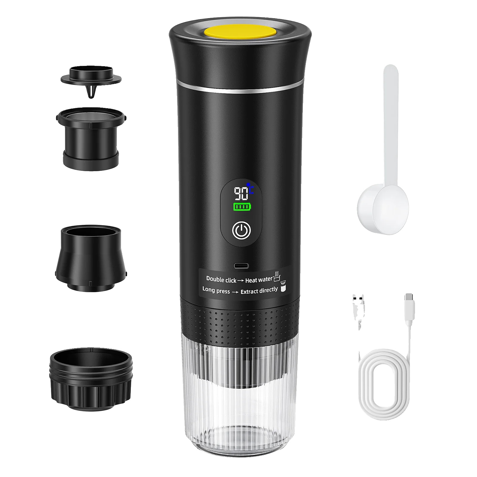 Tragbare Kaffeemaschine, 7500 Mah Batterie, 3-in-1 Brühkompatibilität, Schwarz2