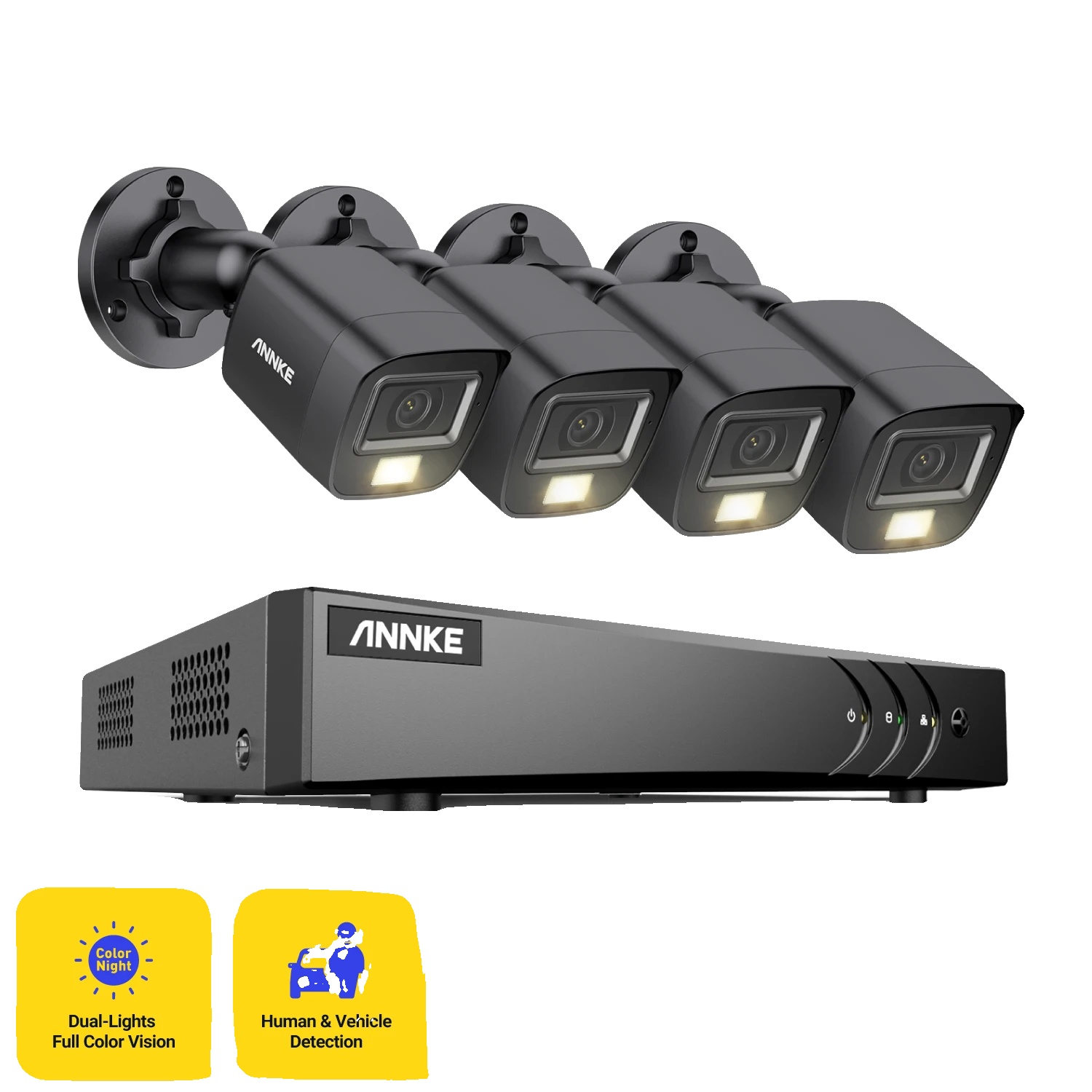 Sicherheitskamerasystem, 5 Mp Auflösung, Intelligente Nachtsicht, Schwarz 8ch 4pcs-a, 2t