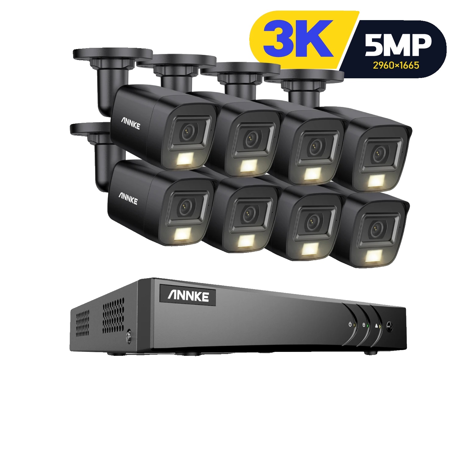 Sicherheitskamerasystem, 5 Mp Auflösung, Intelligente Nachtsicht, Schwarz 8ch 8pcs, Keine-c