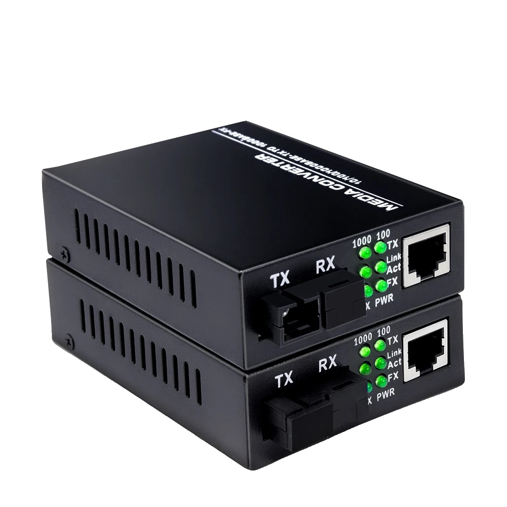 Faser-medienkonverter, Gigabit-adaptive Leistung, Visualisierter Led-indikator, Eu-adapter