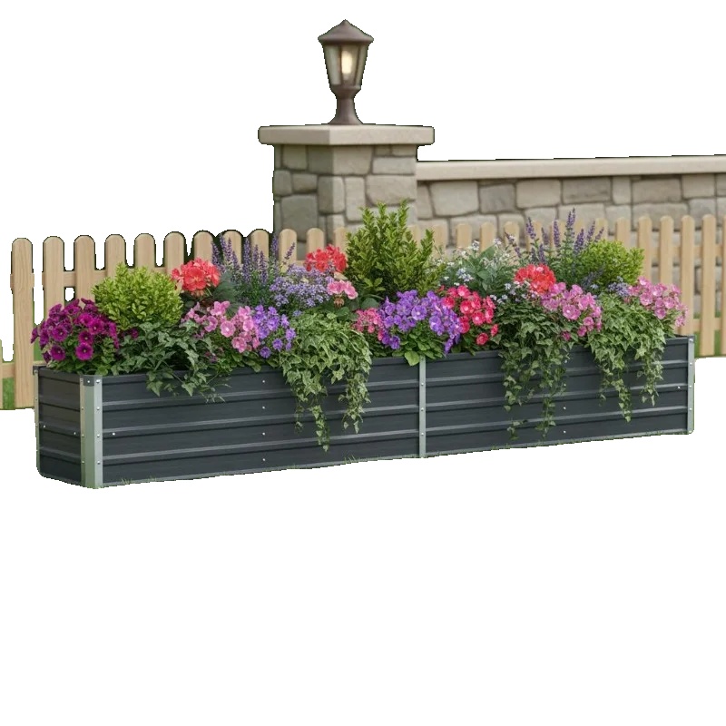 Hochbeet, Verzinkter Stahl, 320 Cm X 40 Cm X 45 Cm, Offenes Bodendesign, Leicht, Vielseitige Gartenarbeit