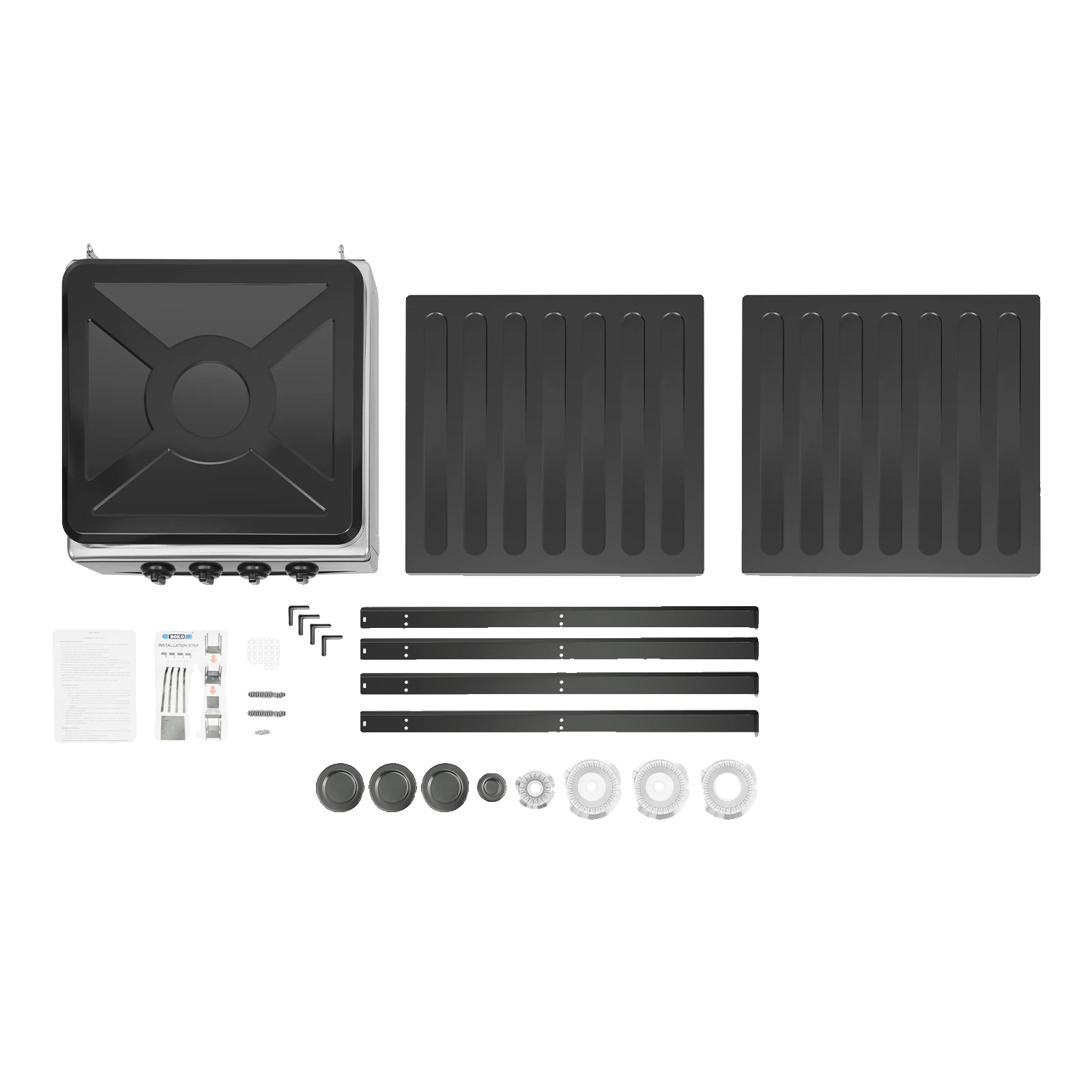 Gasherd, 4 Brenner, Tragbares Design, Schwarz