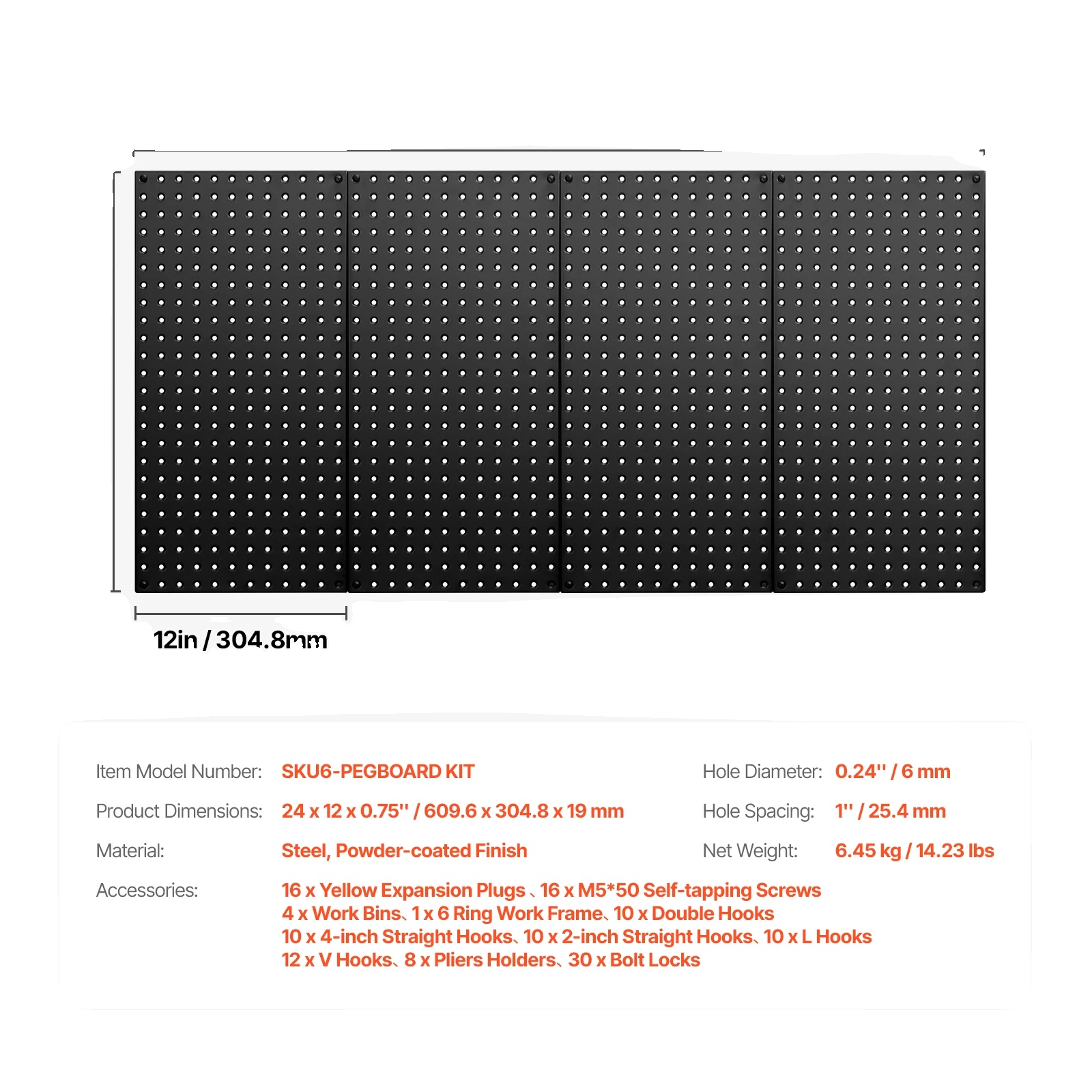 Perforiertes Panel, Metallkonstruktion, Hohe Tragfähigkeit, 4stück