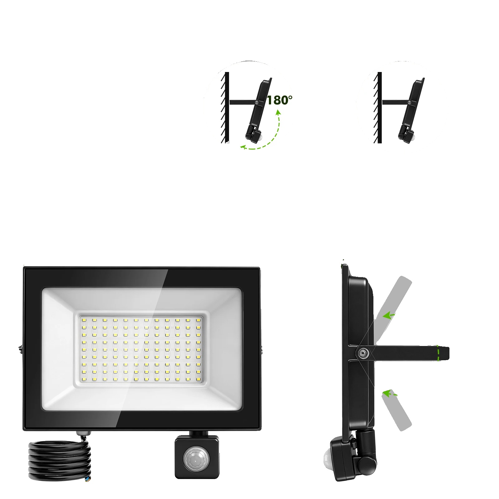 Led-flutlicht, Bewegungsmelder, Wasserdicht, 100w, 6500k-c, 2pcs-b