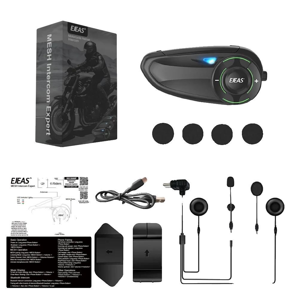 Motorrad-intercom, Bluetooth 5.1, Ip67 Wasserdicht, 1pc Q8