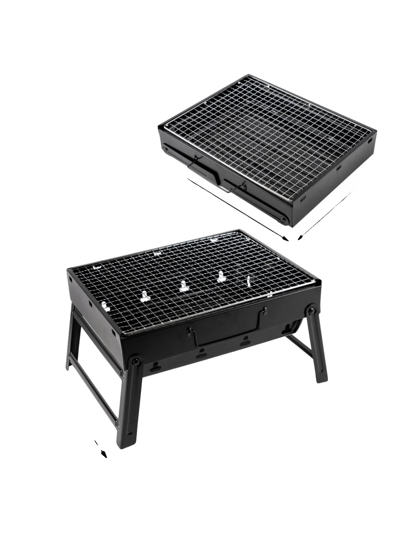Tragbarer Bbq-grill, Holzkohlekochen, Faltbares Design, Schwarz