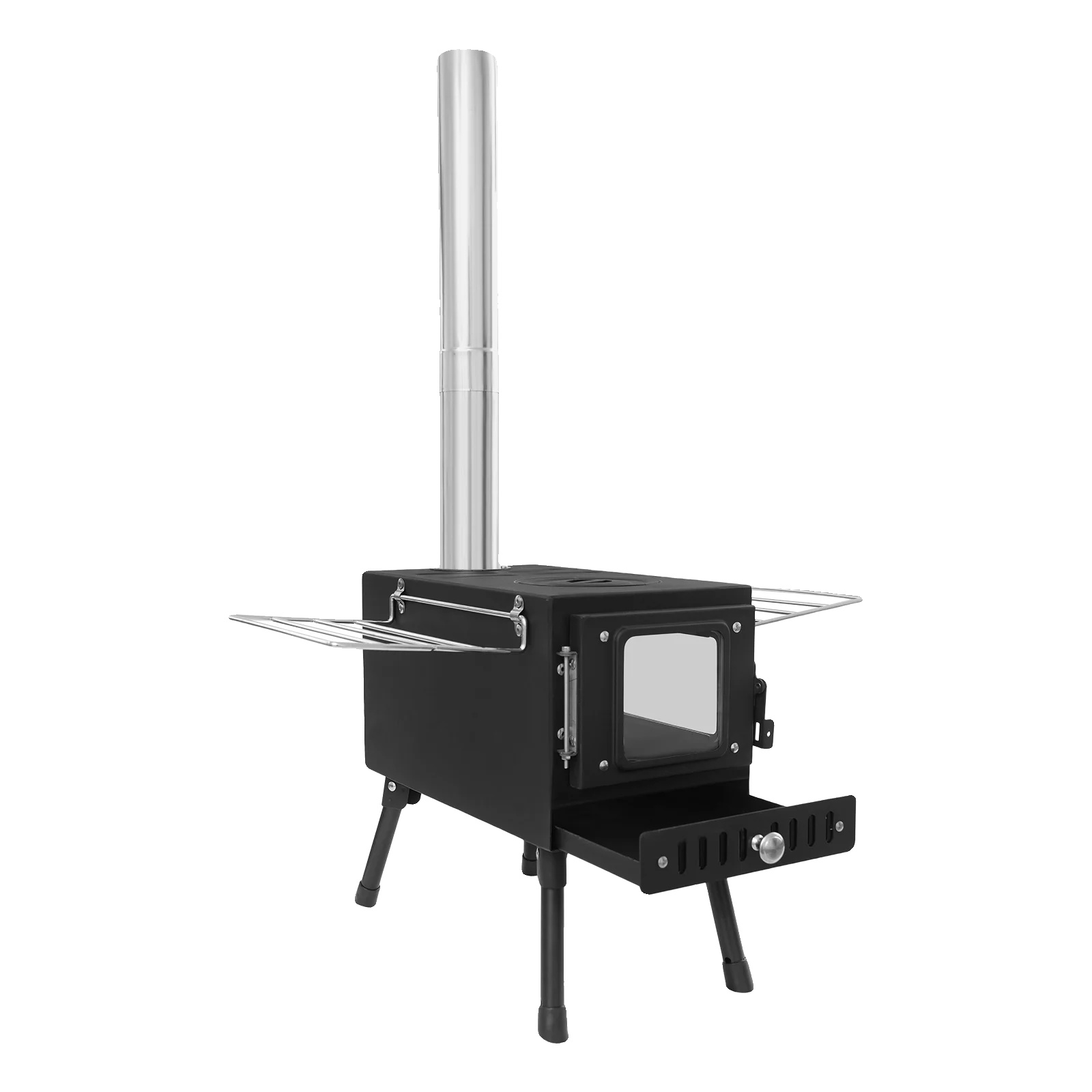 Zeltofen, Tragbares Design, Effizientes Heizen Und Kochen, Schwarz