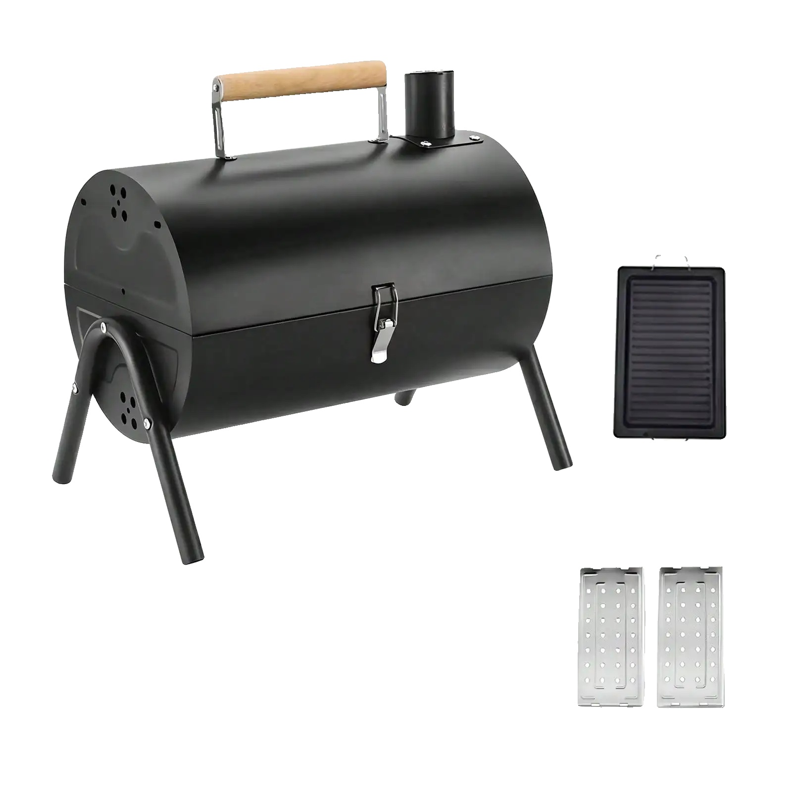 Tragbarer Holzkohlegrill, Kompaktes Design, Gleichmäßige Wärmeverteilung, Schwarz