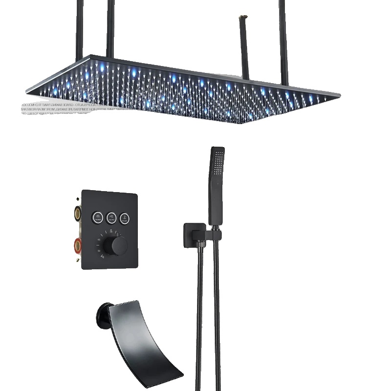 Duscharmatur, Thermostatische Steuerung, Zeitgemäßes Design, Schwarz 3-wege C