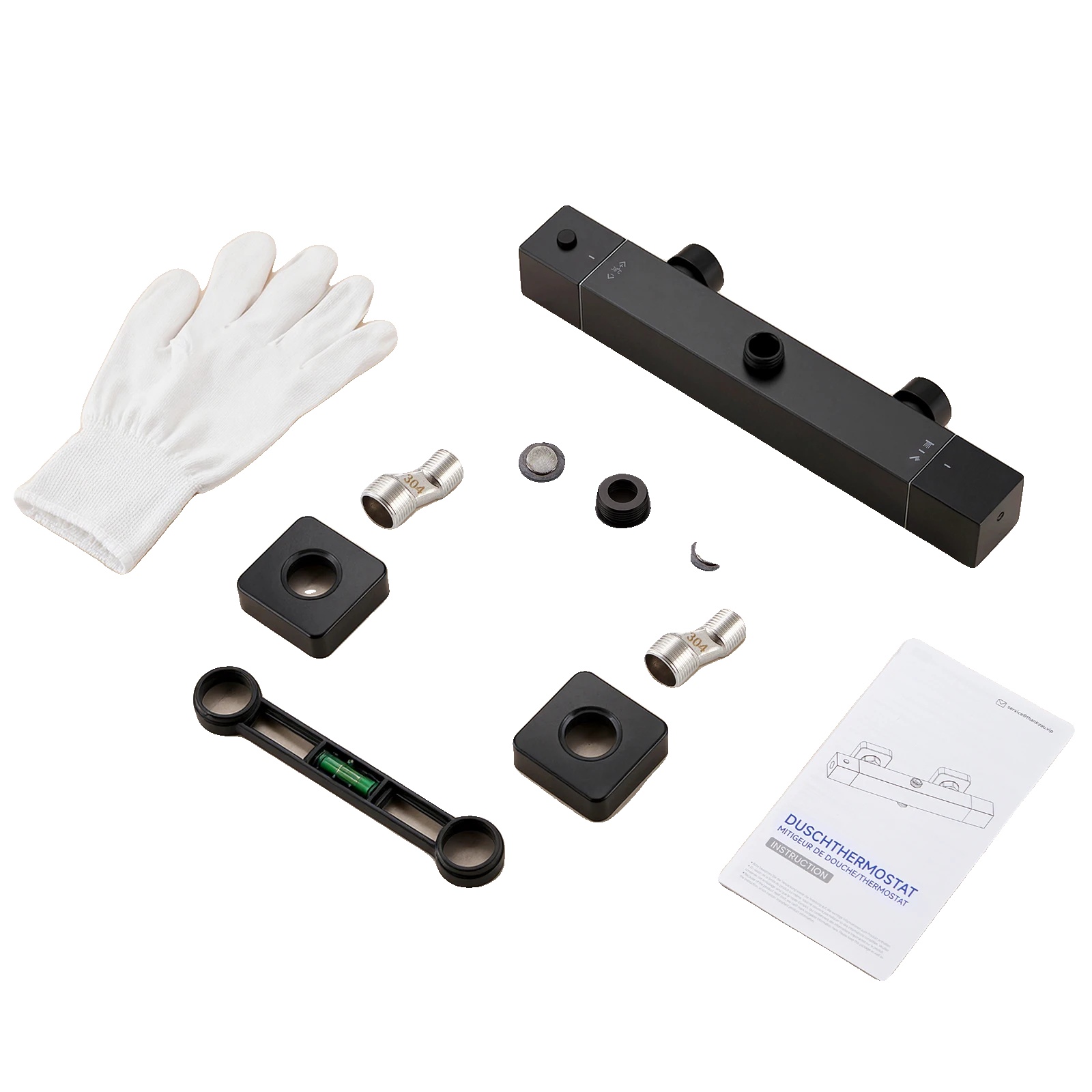 Thermostatischer Duschmischer, Verbrühschutz, Einfache Installation, Schwarz, G1/2